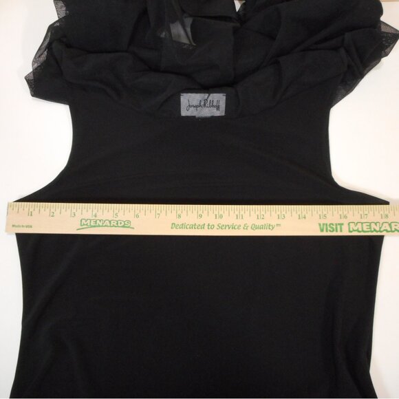 Joseph Ribkoff Size US 12 Black Sheer Sleeve Overlay Dressy Top Evening - Picture 5 of 9